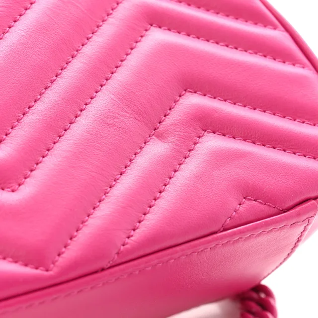 Gucci Matelasse Monochrome Mini GG Marmont Top Handle Shoulder Bag Classic Fuxia in Calfskin from FASHIONPHILE, photo 13 of 13