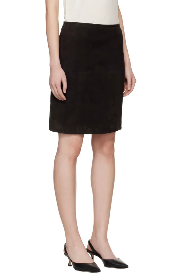 Loulou de Saison Brown Engel Suede Pencil Midi Skirt, photo 2 of 4 from SSENSE