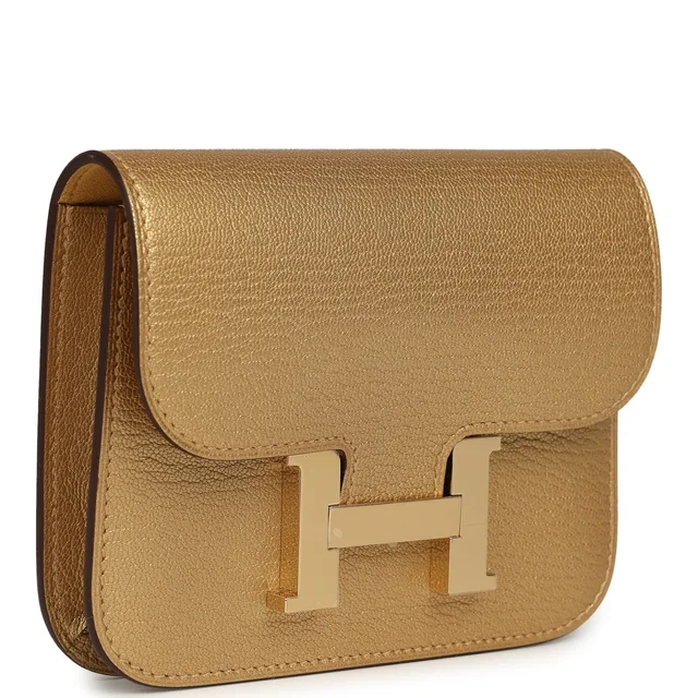 Hermès Constance Slim Wallet Dore Chevre Chamkilight Permabrass Hardware in Gold Goatskin from Madison Avenue Couture, photo 2 of 10