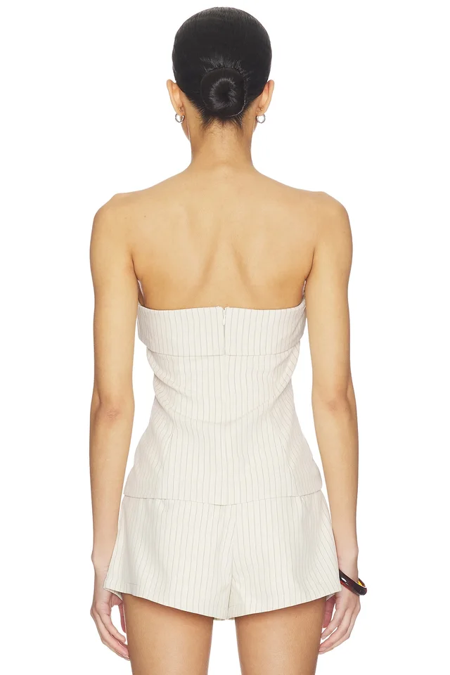 ALL THE WAYS Braylon Strapless Top in Beige Stripe, photo 3 of 5 from REVOLVE (Canada)