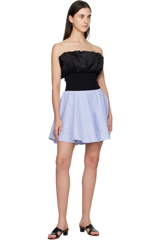 GANNI Blue Stripe Circle Miniskirt, photo 4 of 4 from SSENSE