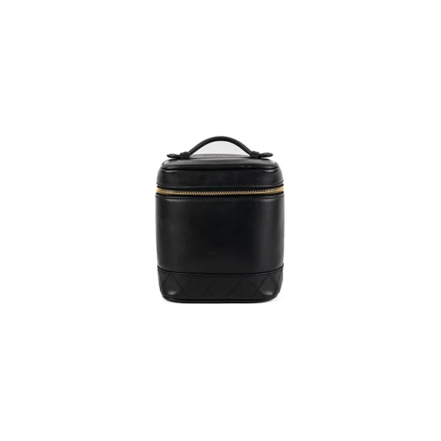 Chanel Vintage Vanity Leather Black in Black Leather from The Purse Affair