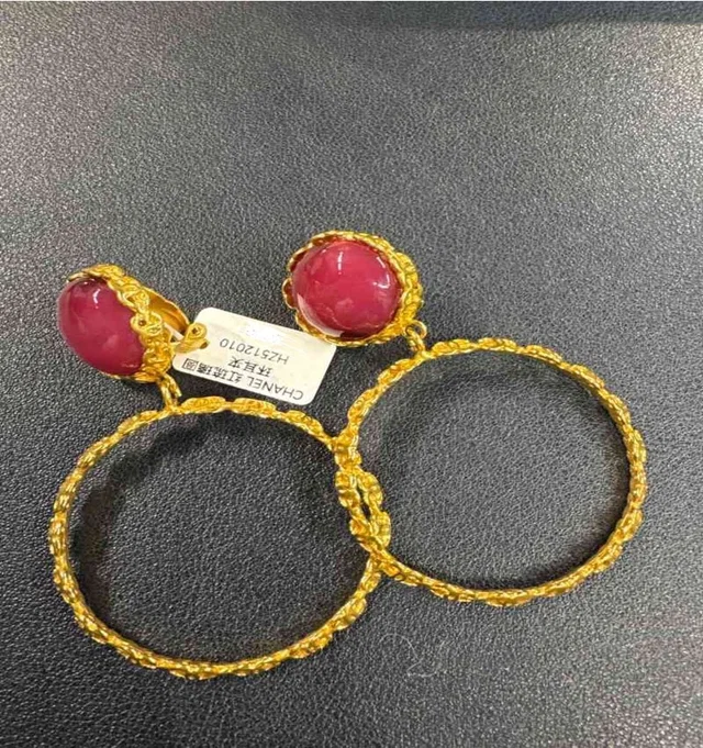 Chanel Red Glass Hoop Earrings in Red from Luxury Promise