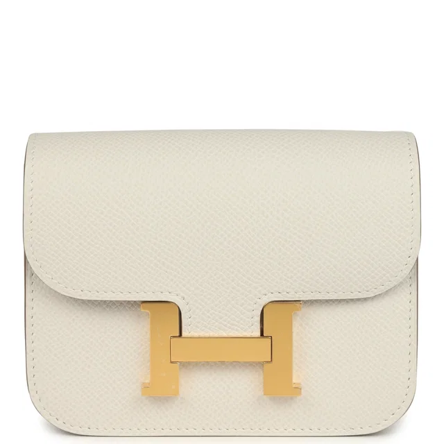 Hermès Constance Slim Wallet Craie Epsom Gold Hardware in White Epsom leather from Madison Avenue Couture