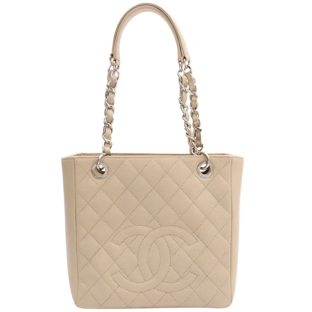 Chanel Circa 1995 Caviar Skin PST Tote Bag Beige in Beige Caviar leather from VINTAGE QOO TOKYO
