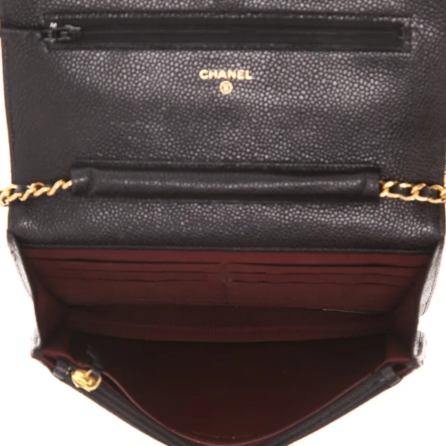 Chanel ‘Wallet on Chain’ shoulder bag in Noir quilted grained leather in Black Caviar leather from Collector Square, photo 5 of 5