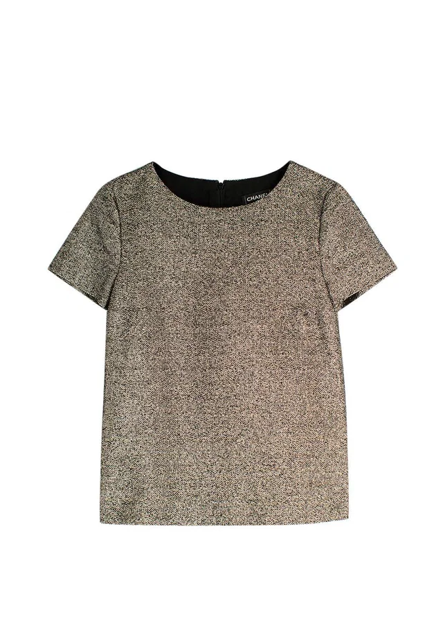 Chanel Metallic Gold Tweed Top in Gold Tweed from HEWI
