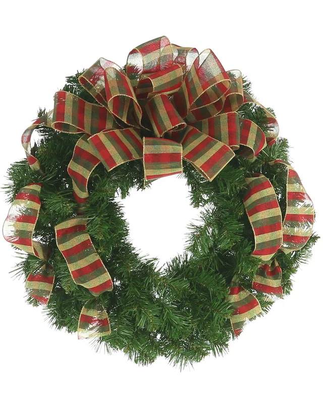 Creative Displays 26in Holiday Wreath With Plaid Bow, image 1 of 1 from Rue La La