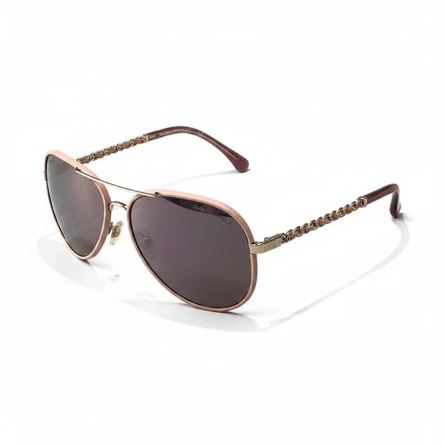 Chanel CC Logo Side Chain Pilot Sunglasses Eyewear from The Reluxe