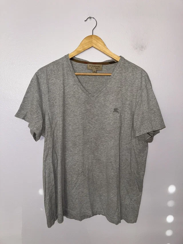 Burberry V Neck Embroidered Short Sleeve Gray (Size ) in Grey, Men's (Size 2XL) in gray from Grailed