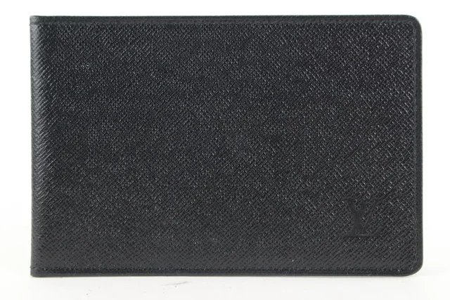 Louis Vuitton Black Leather Card Holder Wallet Case Taiga in Black Leather from Bagriculture