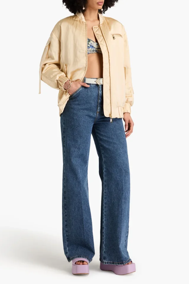 Zimmermann Padded Satin Bomber Jacket in White, photo 2 of 4 from THE OUTNET