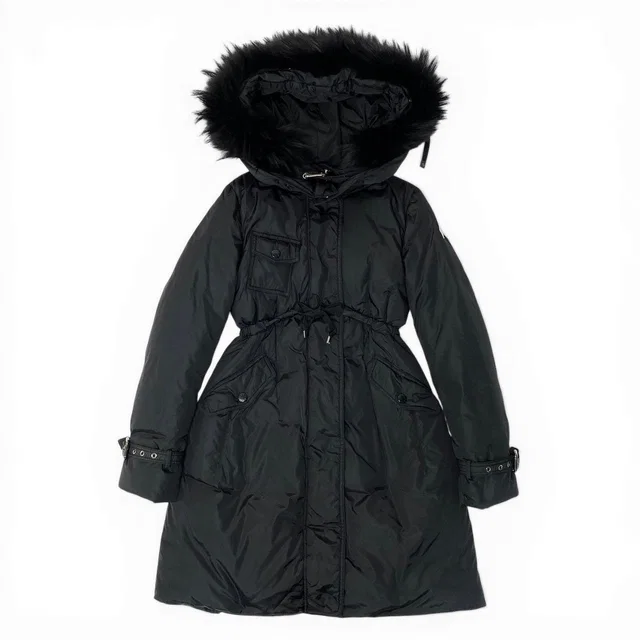 Moncler Phalangere Long Down Coat Black in Black from The Reluxe