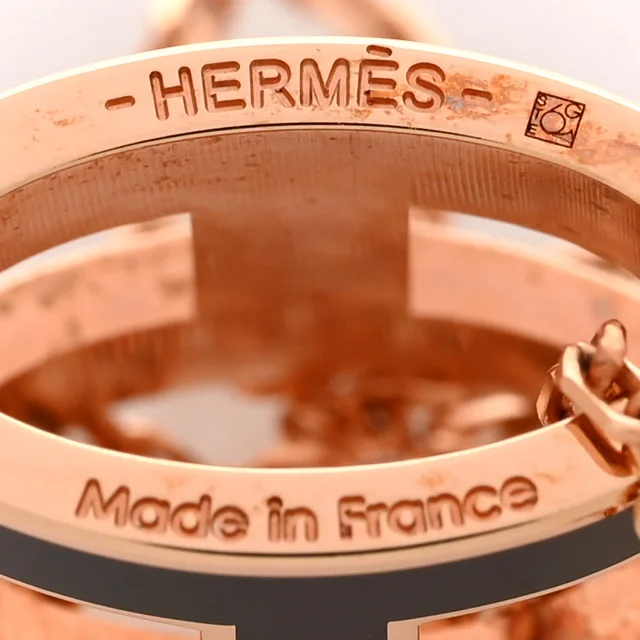 Hermès Lacquered Rose Gold Pop H Pendant Necklace Black in Black from FASHIONPHILE, photo 5 of 8