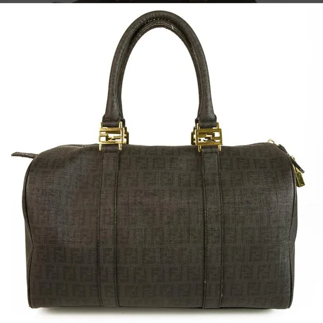 Fendi Vintage Zucca Ff Monogram Boston Bag Brown Coated Canvas Gold Hardware in black|brown|red Coated canvas from Poshmark