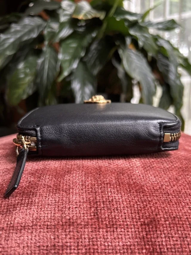 Versace Icon Zip Around Compact Wallet, Black in black|gold Calfskin from Poshmark, photo 6 of 10
