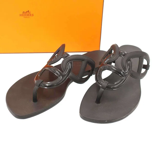 Hermès Egerie Sandals Black in Black from The Reluxe