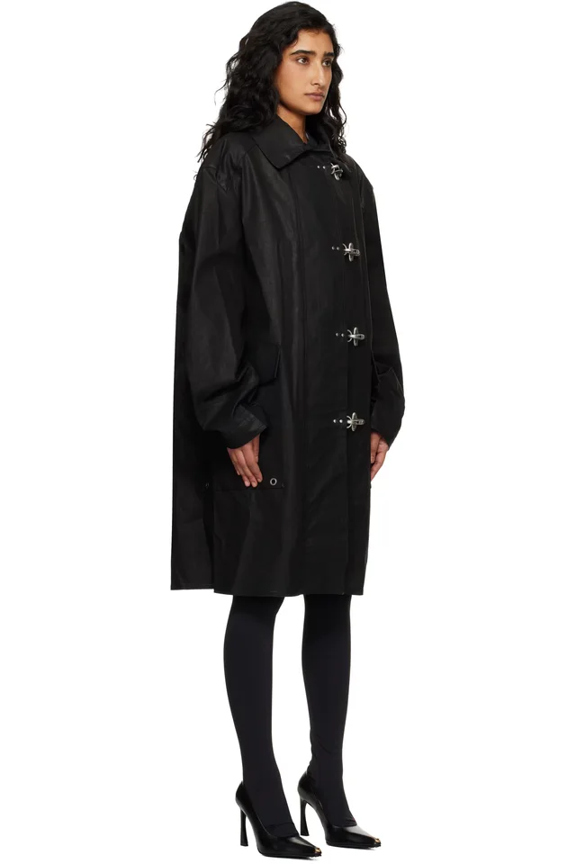 VETEMENTS Black Fireman Hooks Coat, photo 2 of 4 from SSENSE