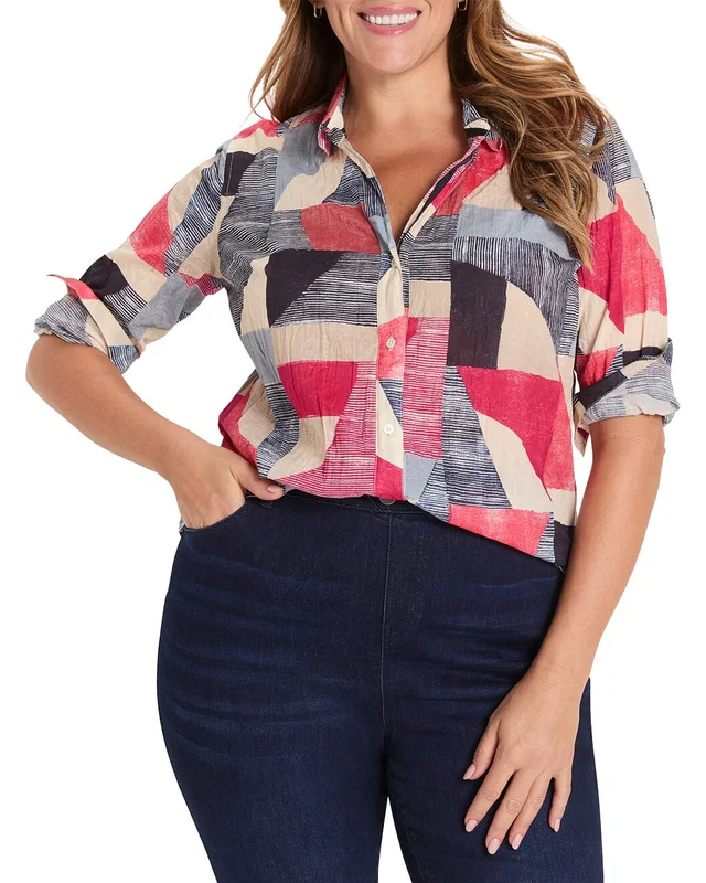 NIC+ZOE Plus Set Sail Crinkle Shirt, image 1 of 1 from Gilt