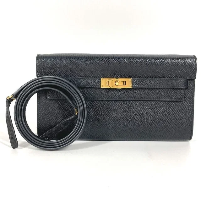 Hermès Long Wallet Kelly To Go Epsom Black in Black Epsom leather from The Reluxe