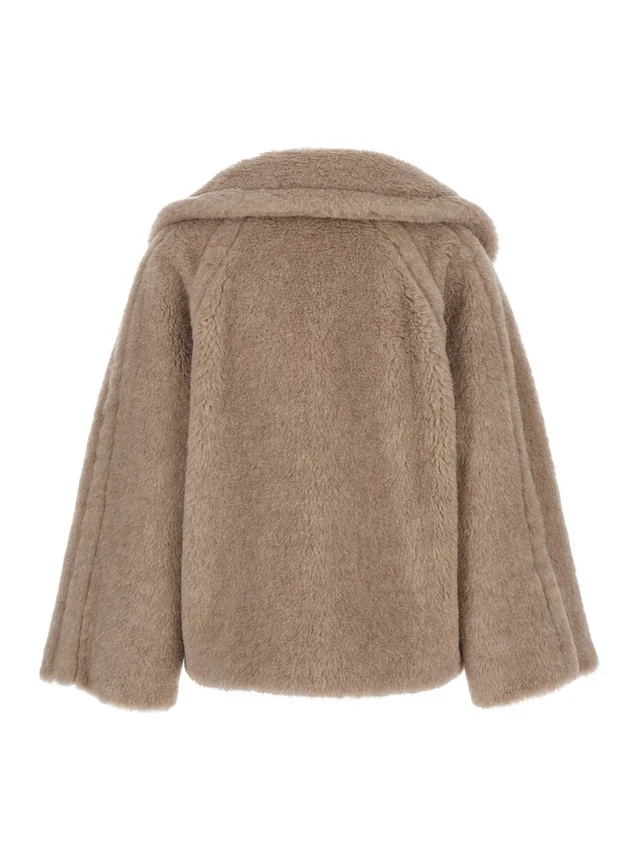 Max mara 'Cambusa' Beige Jacket Double-breasted with Notched Revers Wide in Fur Woman in Beige 63% Alpaca 26% Cashmere 11% Silk, photo 4 of 6 from Gaudenzi Boutique