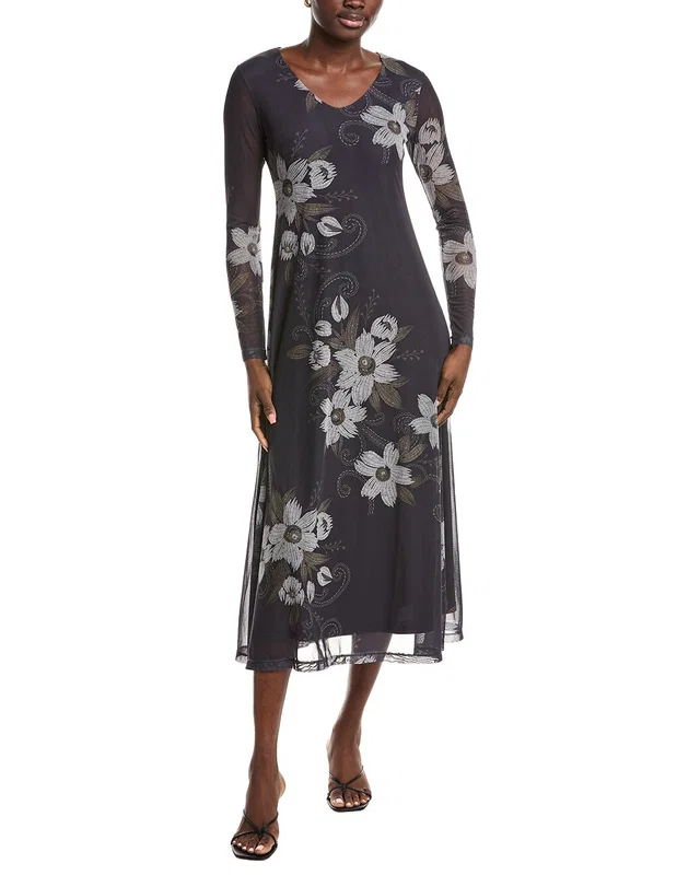 Johnny Was V-Neck Mesh Midi Dress, image 1 of 1 from Gilt