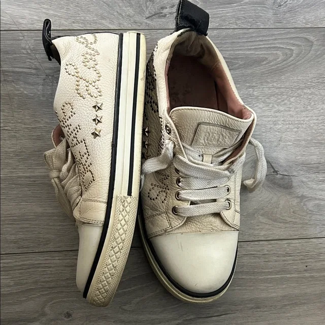 REDValentino Cream High-Top Sneakers With Star Accents Sz 38 in black Leather from Poshmark