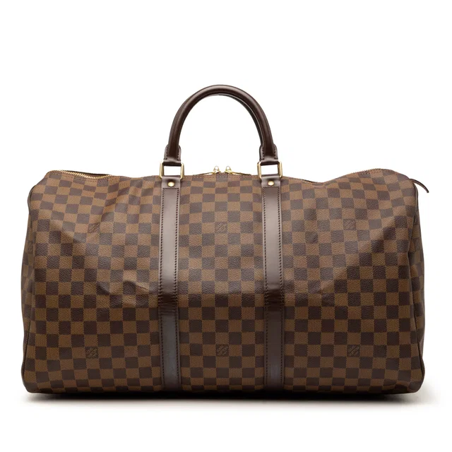 Brown Louis Vuitton Damier Ebene Keepall 50 Travel Bag in Brown Canvas from Designer Revival