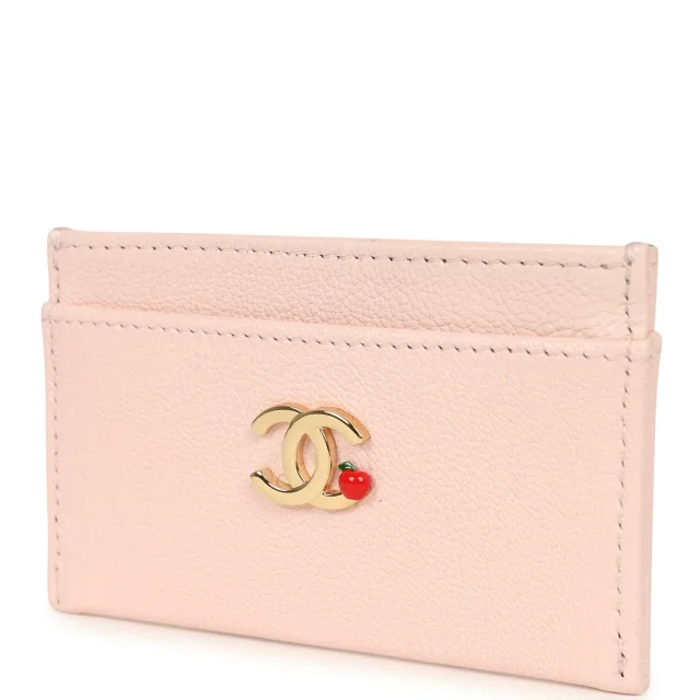 Chanel "Lucky Park" Card Holder Wallet Light Pink Goatskin Gold Hardware in Pink Goatskin from Madison Avenue Couture, photo 5 of 8