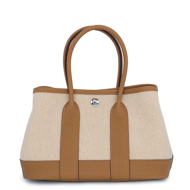Hermès Neo Garden Biscuit/Ecru Negonda Leather Toile H Size 23 in Leather from GALLERY RARE