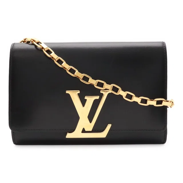 Louis Vuitton Pochette GM Shoulder Bag Chain Calf Leather Noir Black in Black Calfskin from The Reluxe