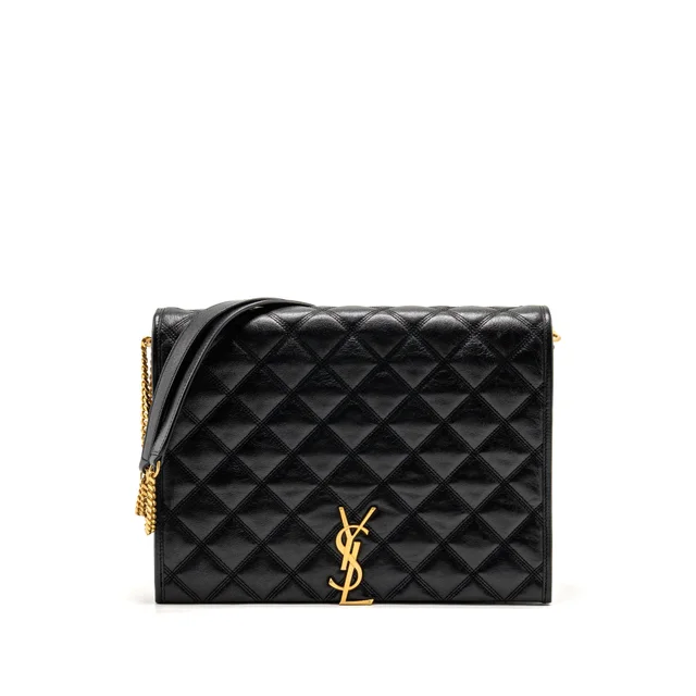 Saint Laurent Large Becky Chain Bag Quilted Calfskin Black GHW in Black Calfskin from EMIER
