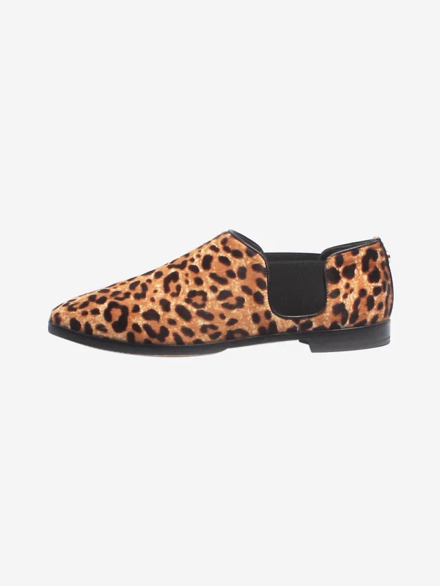 Jimmy Choo Brown animal-print pony hair flat shoes - size EU 37 in Brown Leather from Sign of the Times
