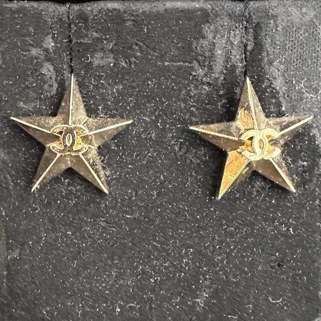 Chanel CC Gold Star Earrings in Gold from Luxury Promise