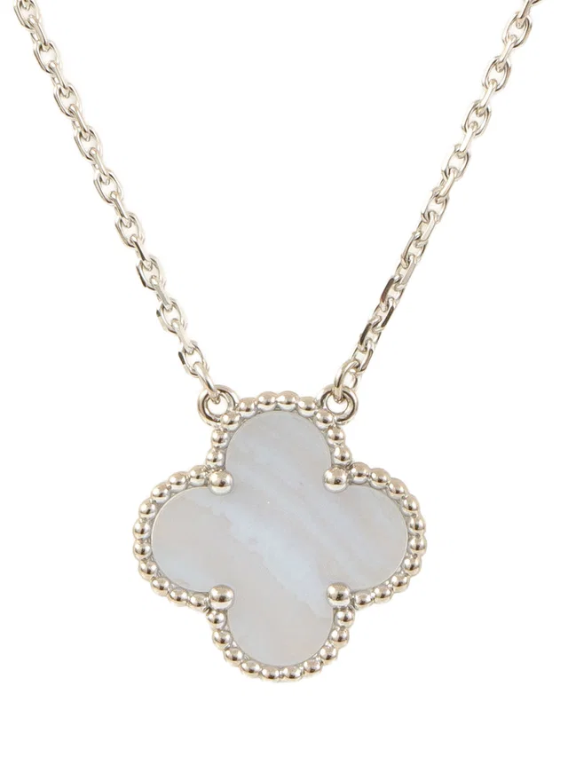 Van Cleef & Arpels 18K Vintage Alhambra Necklace Blue/Silver in Blue from VINTAGE QOO TOKYO