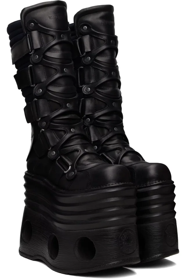 VETEMENTS Black New Rock Edition Platform Tower Boots, photo 4 of 5 from SSENSE