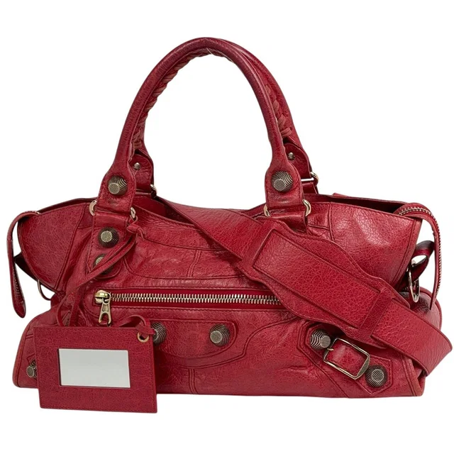Balenciaga the Giant Part Time 2-Way Shoulder Bag Leather Red in Red Leather from The Reluxe