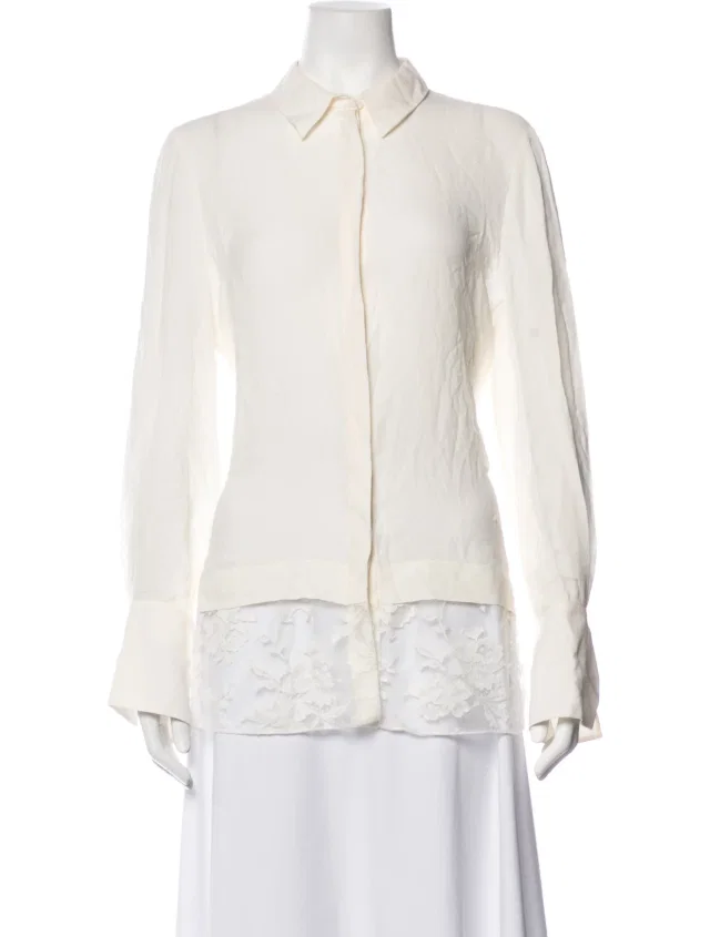 Alexander McQueen Silk Lace Pattern Blouse in Silk from The RealReal