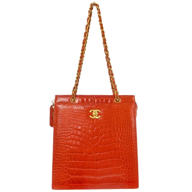 Chanel 1997-1999 Orange Crocodile Tote Bag in Orange Crocodile from AMORE Vintage Tokyo