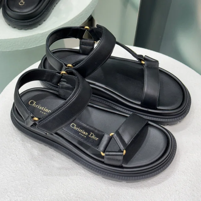 Dior D-Wave Sandals Sz 36 in Black Calfskin from Revivre Luxury Consignment