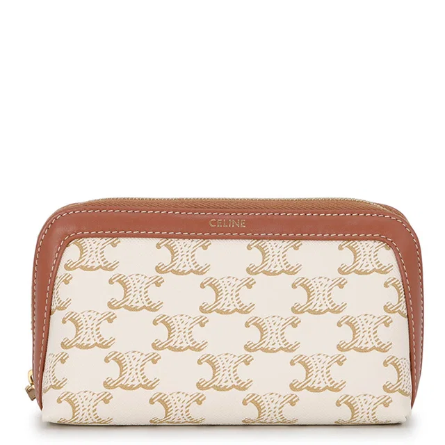 Celine Triomphe AccessoriesPouch White/Brown4M1622CZJ.01BC PVC in White from GALLERY RARE