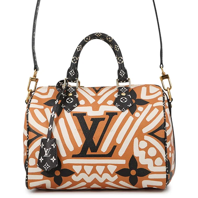 Speedy Bandouliere Orange/Crème Caramel/BlackM56588 Monogram Giant LV Crafty Size 25 in Orange from GALLERY RARE