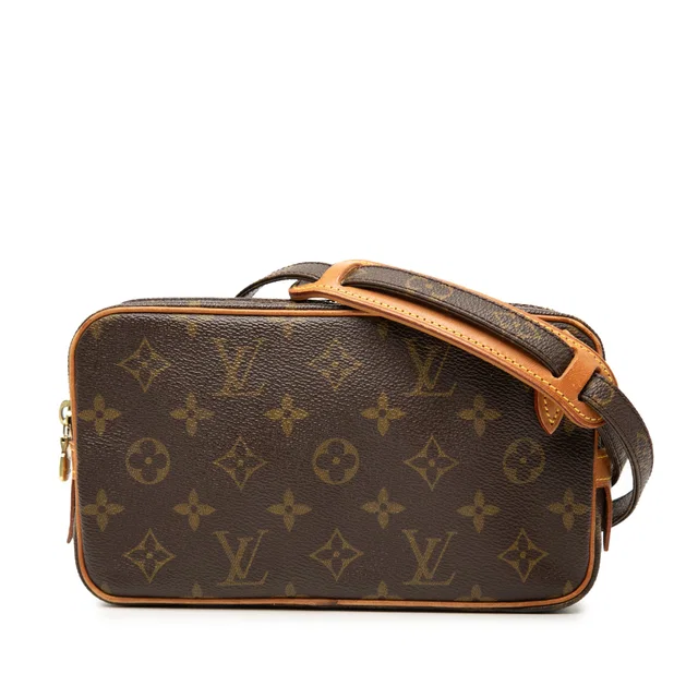 Brown Louis Vuitton Monogram Pochette Marly Bandouliere Crossbody Bag in Brown Coated canvas from Designer Revival