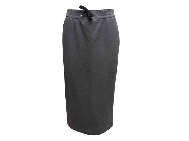 Grey Brunello Cucinelli Cotton Midi Skirt Size US S in Grey from Designer Revival