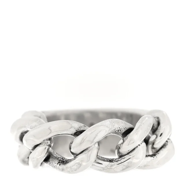 Gucci Sterling Silver Enamel Logo Chain Ring 49 4.75 Turquoise in Blue Resin from FASHIONPHILE, photo 3 of 4