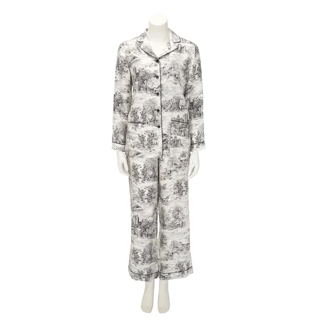 Dior Toile de Jouy Chez Moi Set FR 36 in White & Black Silk from Blue Spinach