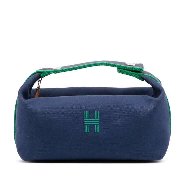Blue Hermès Small Canvas Bride A Brac Case in Blue Canvas from Designer Revival