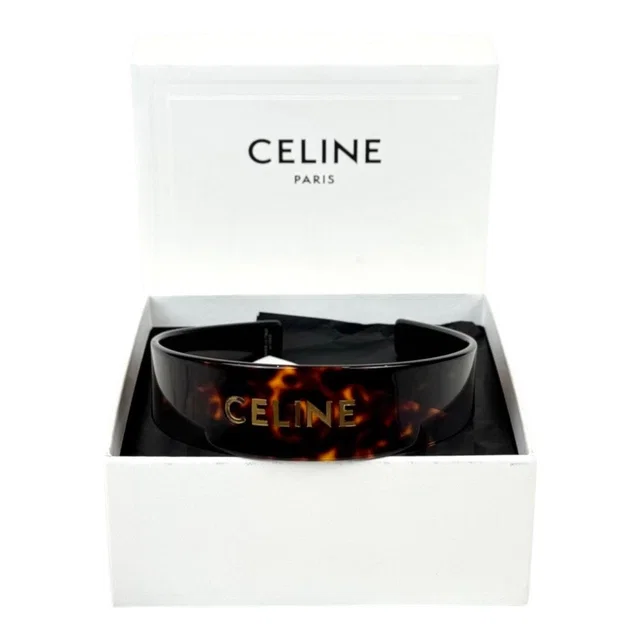 Celine Headband In Acetate and Gold Logo in Gold from Luxury Promise
