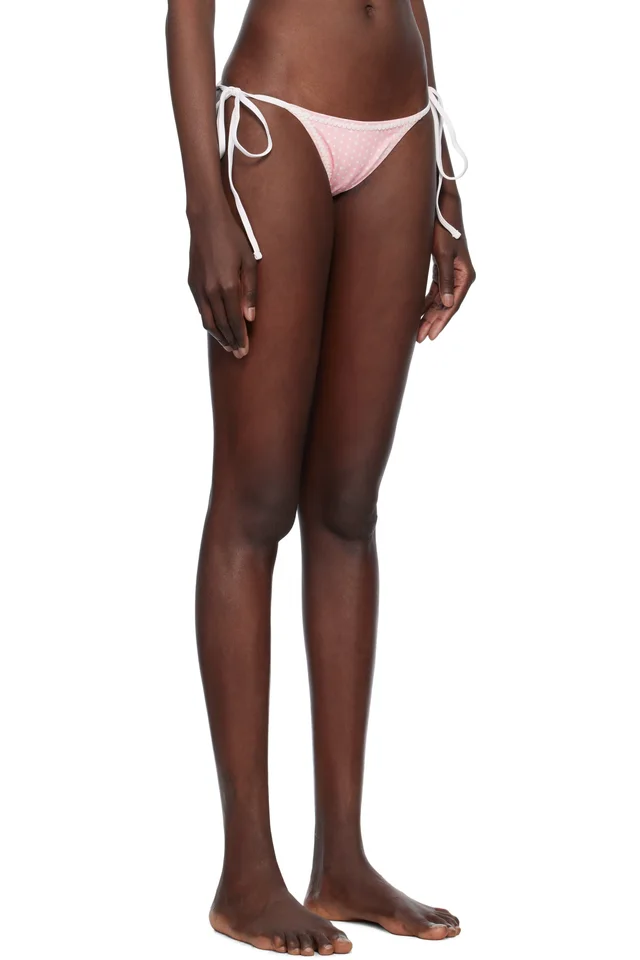 Frankies Bikinis Pink Mackenzie Cheeky String Bikini Bottom, photo 2 of 2 from SSENSE