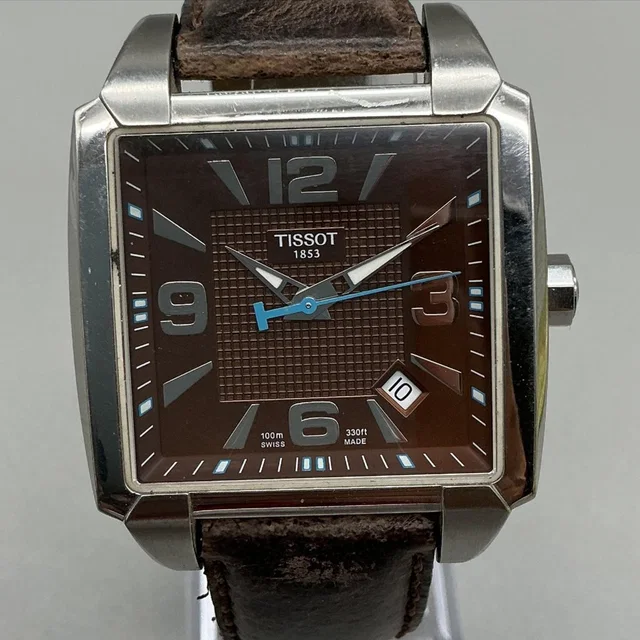 Tissot Men Watch 37mm Brown Dial Brown Leather Swiss Date T005.510.A New Battery in red|brown Leather from Poshmark